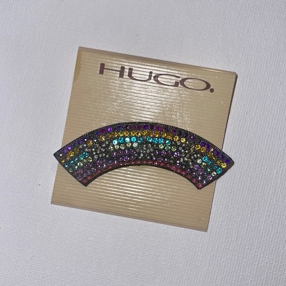 Vintage Hugo Rhinestone Rainbow and Stars Brooch - Picture 1 of 13